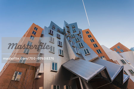 Low angle view of the Ray and Maria Stata Center, MIT, Boston, Massachusetts, USA.