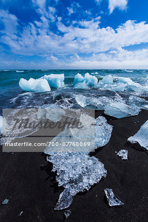 Icebergs on the beach at Jokulsarlon, Iceland