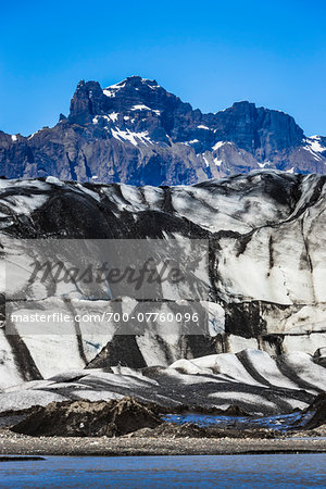 Close-up of glacier with moutains in background, Skaftafellsjokull, Skaftafell National Park, Iceland