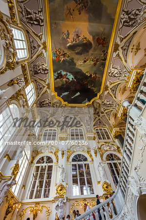 Ceiling above the Jordan Staricase and hall, The Hermitage Museum, St. Petersburg, Russia