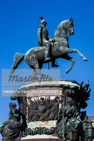 Monument to Nicholas I, staute in St. Isaac's Square, St. Petersburg, Russia