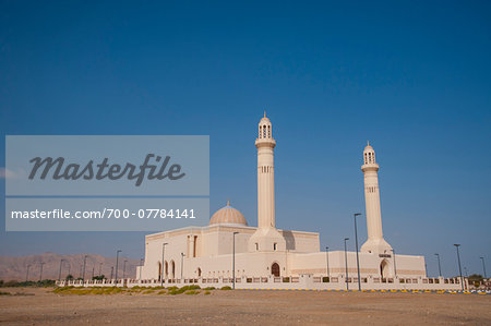 White Mosque with Clear Blue Sky, Sur, Oman