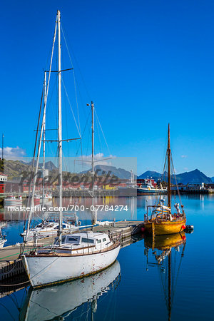 Sailboats at Dock, Stamsund, Vestvagoya, Lofoten Archipelago, Norway