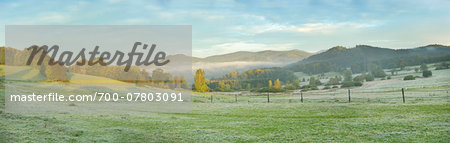 Panoramic landscape of the Bavarian Forest on an early morning in autumn, Bavarian Forest National Park, Bavaria, Germany