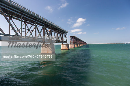 Old Bahia Honda Rail Bridge with new bridge in the distance, Bahia Honda, Florida Keys, Florida, USA