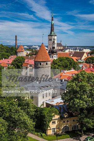 View over the Old Town to the port from Toompea Hill, in Tallinn, Estonia