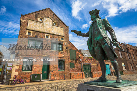 Statue of Captain George Vancouver, Purfleet Quay, King's Lynn, Norfolk, England, United Kingdom Statue of Captain George Vancouver, Purfleet Quay, King's Lynn, Norfolk, England, United Kingdom