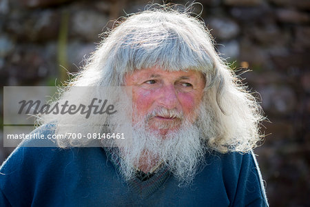 Close-up portrait of white haired, bearded man, local farmer, Antulaigh,  County Kerry, Ireland - Stock Photo - Masterfile - Rights-Managed, Artist:  R. Ian Lloyd, Code: 700-08146461