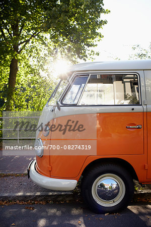 Orange VW Bus in Hamburg, Germany Orange VW Bus in Hamburg, Germany