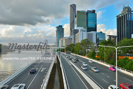 Pacific Highway and Skyline of city with Infinity Tower and Kurilpa in background, Brisbane, Queensland, Australia Pacific Highway and Skyline of city with Infinity Tower and Kurilpa in background, Brisbane, Queensland, Australia
