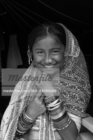 Kutchi Nomadic Girl Dressed in Traditional Costume, Kutch District, Gujarat, India Kutchi Nomadic Girl Dressed in Traditional Costume, Kutch District, Gujarat, India