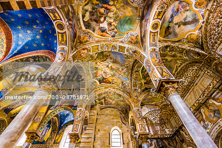 Interior of Church of Santa Maria dell'Ammiraglio, also known as Martorana in Palermo, Sicily, Italy