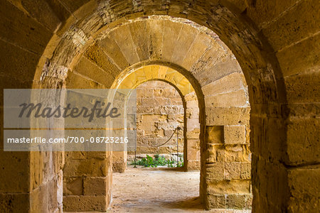 Archways at Castello Maniace on Ortygia, Syracuse, Sicily, Italy