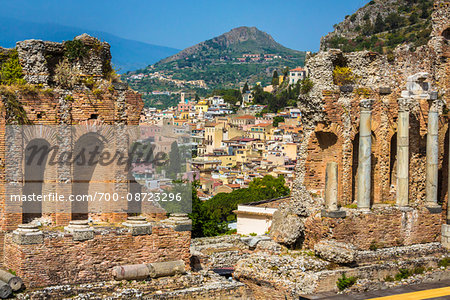 Archways and Pillars at Teatro Antico di Taormina in Taormina, Sicily, Italy