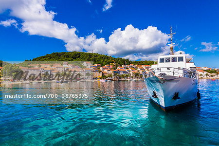 Boat in Harbour in Korcula, Dalmatia, Croatia