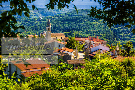 Overview of rooftops in the picturesque town of Kaldir (Caldier) in Istria, Croatia