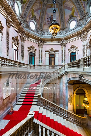 Staircases and interior of the Stock Exchange Palace (Palacio da Bolsa) in Porto, Norte, Portugal