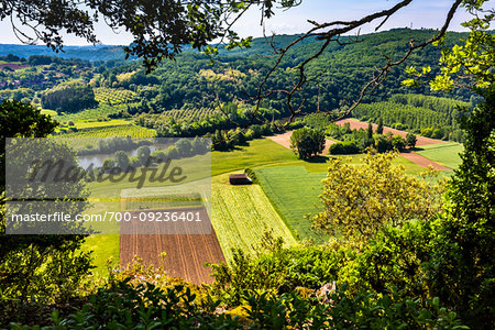 The view from, Les Jardins Suspendus in Chateau de Marqueyssac,  Dordogne, Nouvelle-Aquitaine, France.