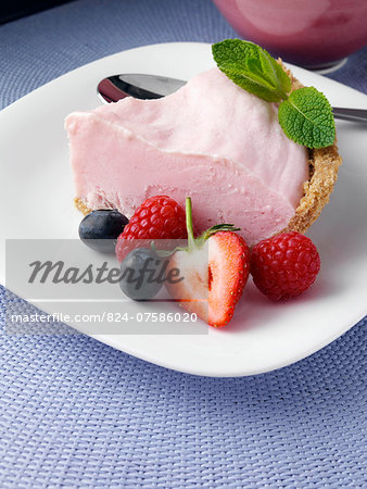 A slice of pink lemonade pie A slice of pink lemonade pie