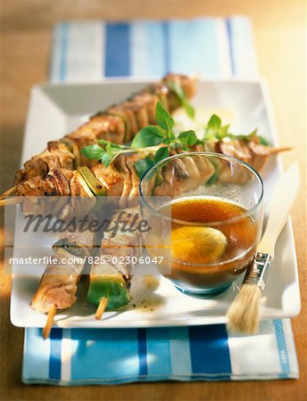 turkey and pork skewers with lime