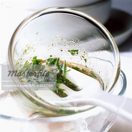 Herb salad dressing in bowl