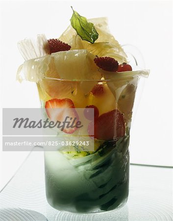 Mint mousse,strawberry and pineapple verrine
