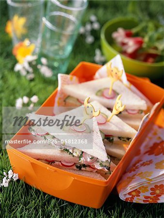 Fresh triangle sandwiches