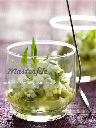 Diced raw zucchini salad with tarragon dressing