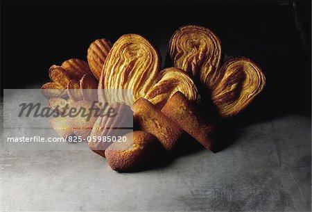 palmier sweet pastries and madeleine sponge cakes