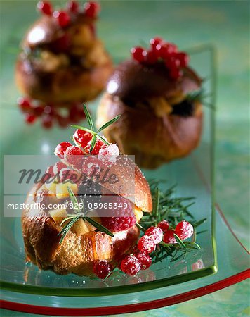 Brioche filled with summer fruit and apple