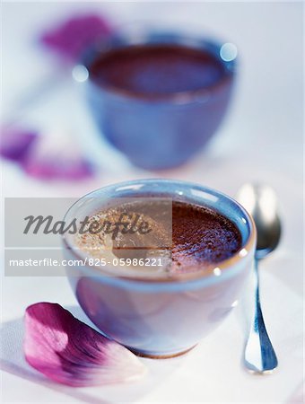 Bowls of cinnamon chocolate cream dessert