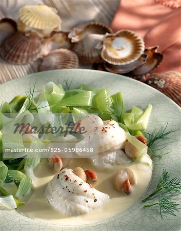Fillet of sole and Petoncle scallops with leeks