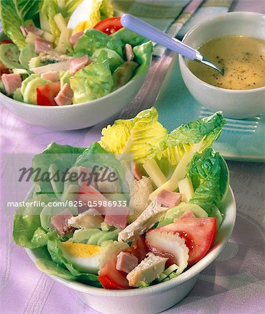 Chicken, cucumber, ham and Gruyère salad