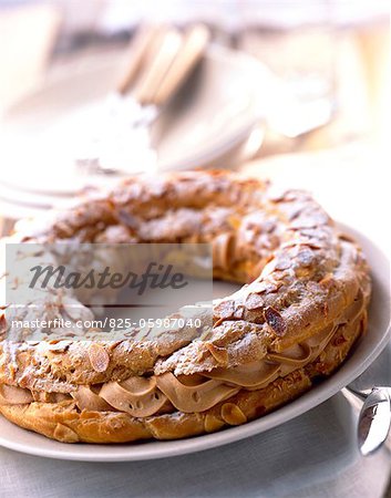 Paris-Brest chou pastry and praline cream cake