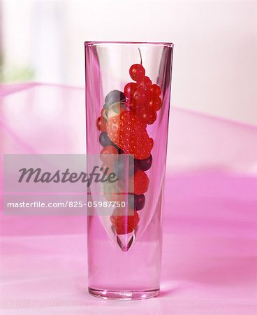 Summer fruit in cocktail glass