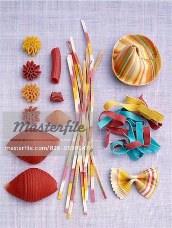 assorted colored pasta