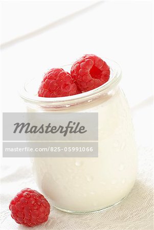 raspberries in plain yoghurt