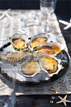 Oysters with hot grapefruit dressing