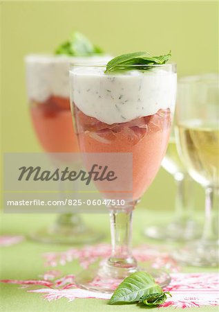 Two mousse and raw ham Verrine