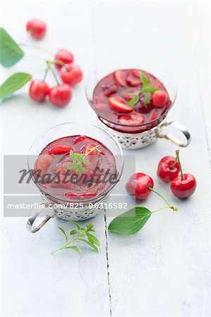 Verbana-flavored cherry soup