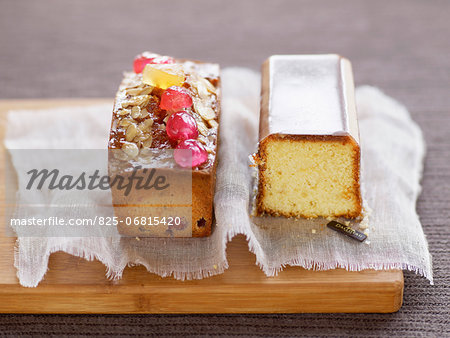 Fruit cake and lemon cake