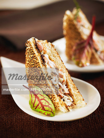 Chatka,boiled ham,lettuce and mayonnaise toasted sandwich