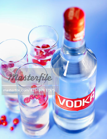 Bottle and glasses of Vodka