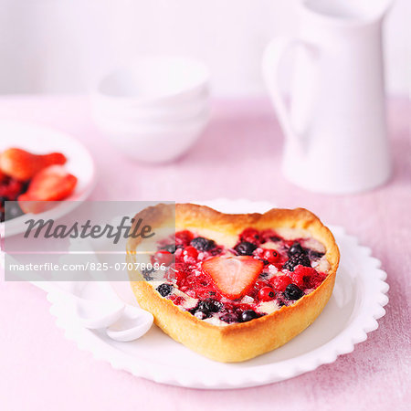 Heart-shaped summer fruit tartlets