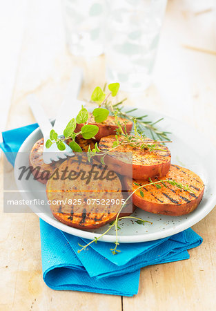 Grilled slices of sweet potatoes