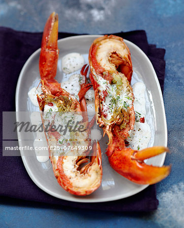 Grilled lobster in creamy sauce
