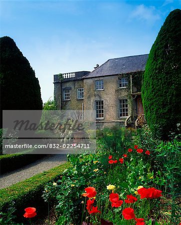 Altamont, Co Carlow, The House from the Broad Walk, Poppies in F G, Summer