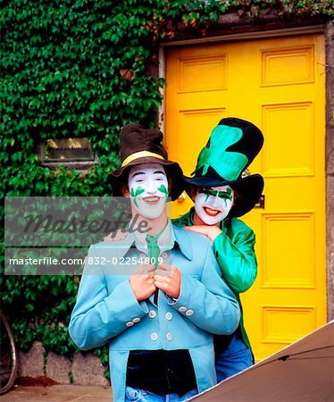 Face Painted Shamrocks, St Patrick's Day, Dublin, Ireland