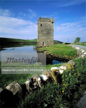 Castle near a bay, Clew Bay, County Mayo, Republic Of Ireland