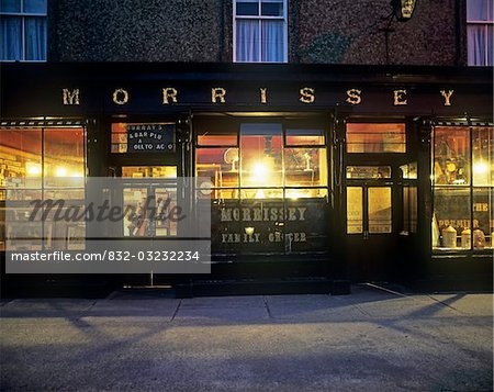 Morrissey's, Abbeyleix, Co Laois, Republic Of Ireland; 19th Century pub lit at night